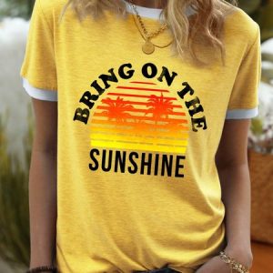 Women's Short Sleeve Tee T-shirt Summer Ombre Cotton-Blend Crew Neck Daily Going Out Casual Top, JustFashionNow T-Shirts, color:Yellow|size:3XL,