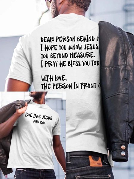 Love Like Jesus Crew Neck Cotton Blends Short Sleeve Short sleeve T-shirt, T-shirts, Lilicloth.com