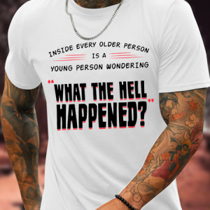 Cotton Funny Word What The Hell Happened? Crew Neck Casual T-Shirt, T-shirts, Lilicloth.com