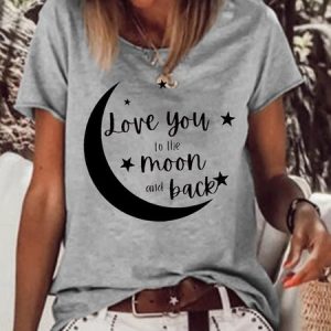Love You To The Moon And Back Women Tee, T-shirts, Lilicloth.com