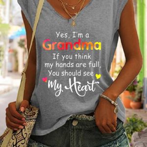 Yes I am A Grandma Funny V-neck Tank Top, Tank Tops, Lilicloth.com