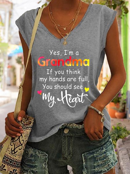 Yes I am A Grandma Funny V-neck Tank Top, Tank Tops, Lilicloth.com