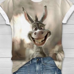 Casual Loose Jersey Donkey T-Shirt, T-shirts, Lilicloth.com