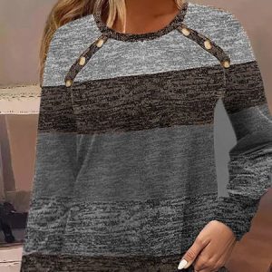 Casual Color Block Crew Neck Long Sleeve T-shirt, T-shirts, color:Gray|size:XXL, catalog Noracora shop