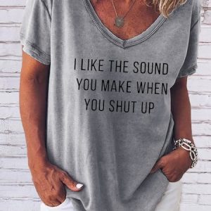 Fun text printed V-neck short-sleeved T-shirt, T-shirts, Lilicloth.com
