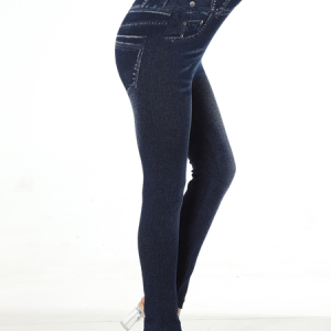 Women's Casual Plain All Season Ankle Pants Leggings, JustFashionNow Leggings, color:Blue|size:3XL,