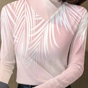 Women's Long Sleeve Blouse Spring/Fall Floral Printing Daily Going Out Vintage Top, JustFashionNow T-Shirts, color:Pink|size:XXL,