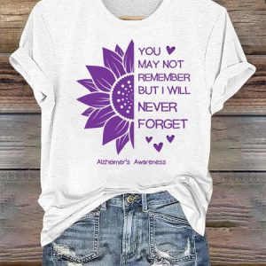 You may not remember but i will never forget Alzheimers Awareness Simple Crew Neck T-Shirt, T-shirts, Lilicloth.com