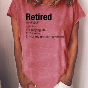 Retired,Crew Neck Cotton Blends T-Shirt, T-shirts, Lilicloth.com