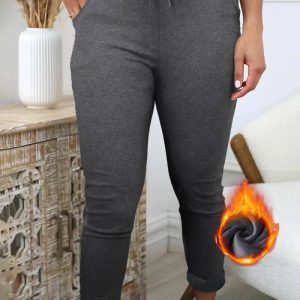 Drawstring Stretchy Waist Pocket Design Lined Sweatpants, Pants, ChicMe catalog