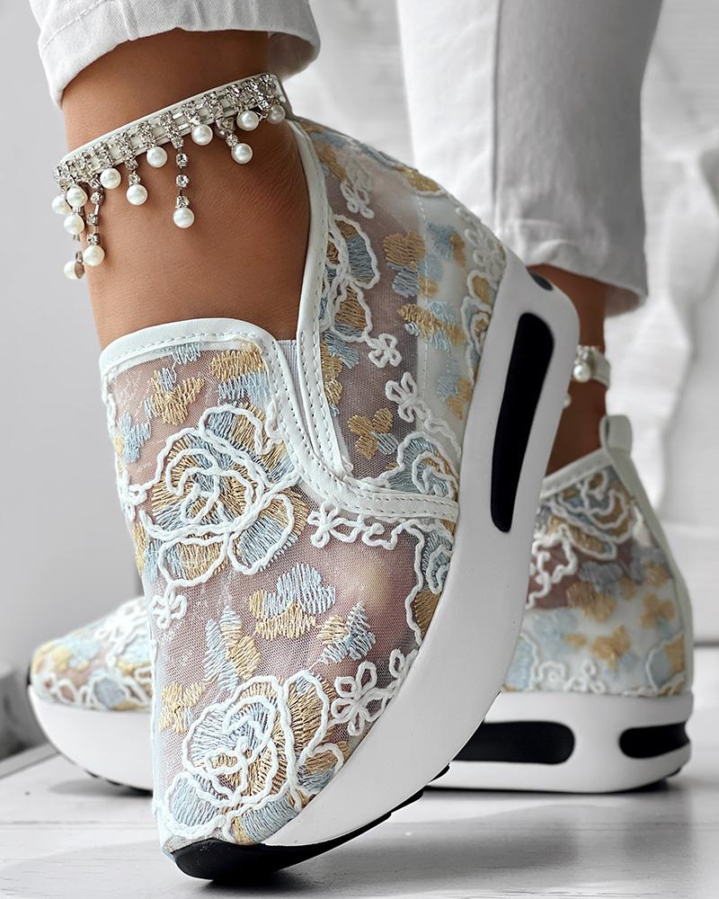 Floral Pattern Breathable Mesh Sneakers, Sneakers, ChicMe catalog