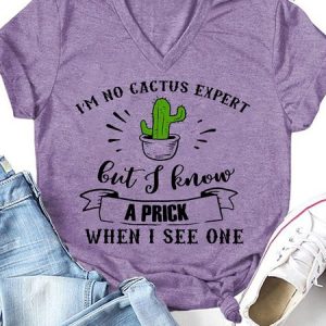 I'm No Cactus Expert Funny Casual Letter Short Sleeve T-Shirt, T-shirts, Lilicloth.com