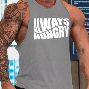 Always Hungry Funny Cotton Blends Letter Sleeveless Knit, Tank Tops, Lilicloth.com