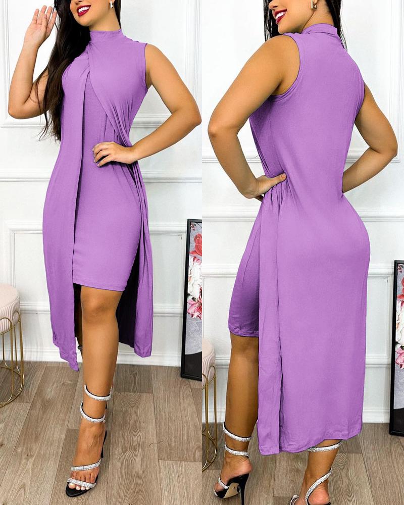 Slit Asymmetrical Sleeveless Casual Dress, Casual Dresses, ChicMe catalog