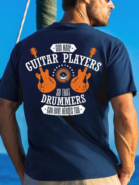 God Made Bass Players Back Print Casual T-Shirt, T-shirts, Lilicloth.com