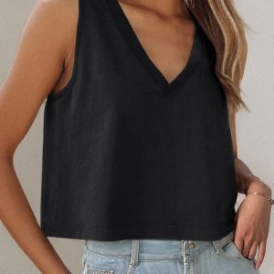 V-Neck Casual Sleeveless Top, women Tanks & Crop Tops, ChicMe catalog