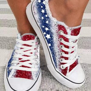Independence Day Flag Print Raw Hem Canvas Sneakers,American Flag Shoes, Sneakers, ChicMe catalog