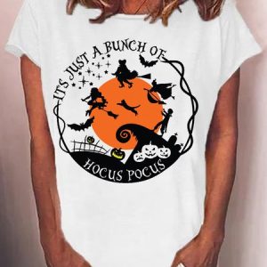 Womens It’s Just A Bunch Of Hocus Pocus Casual T-Shirt, T-shirts, Lilicloth.com