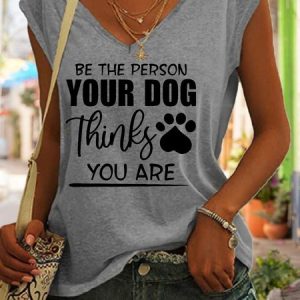 Be The Person Your Dog Thinks You Are Letter Knit Tank, Tank Tops, Lilicloth.com