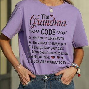 Red Plaid The Grandmama Code Grandma Casual Regular Fit Short Sleeve T-Shirt, T-shirts, Lilicloth.com