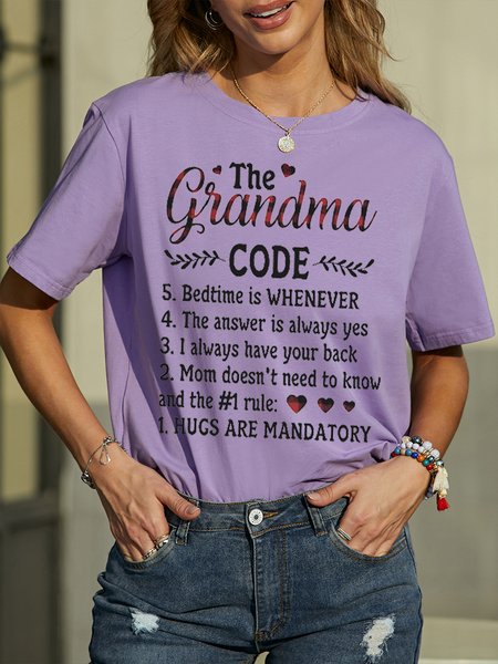 Red Plaid The Grandmama Code Grandma Casual Regular Fit Short Sleeve T-Shirt, T-shirts, Lilicloth.com