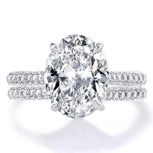 bridal sets - Italo Micro Pave Oval Cut Engagement Ring Set Silver Bridal Set, Italo jewelry - Online Catalog