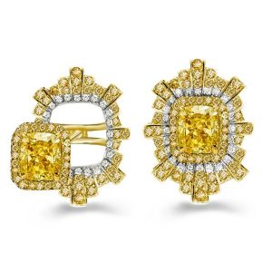 Earrings - Halo Radiant Cut Yellow Sapphire Jacket Earrings, Apparel & Accessories, Italo jewelry - Online Catalog