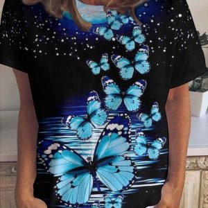 Women Butterfly Loose Simple T-Shirt, T-shirts, Lilicloth.com