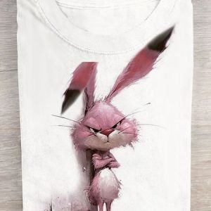 Funny Rabbit Short Sleeve Loose Crew Neck H-Line T-shirt, T-shirts, Lilicloth.com