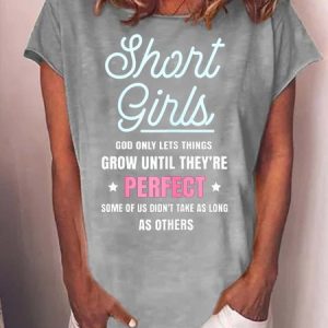Women Short Girls Perfect Letters Crew Neck T-Shirt, T-shirts, Lilicloth.com