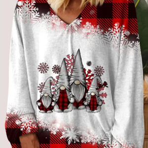 Women's Long Sleeve Tee T-shirt Spring/Fall Christmas Snowman Jersey V Neck Daily Going Out Casual Top, JustFashionNow T-Shirts, color:Red|size:XXL,
