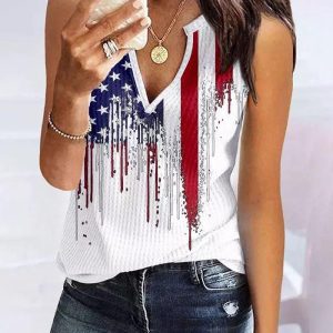 Independence Day Flag Print Notch Neck Tank Top, women Tanks & Crop Tops, ChicMe catalog