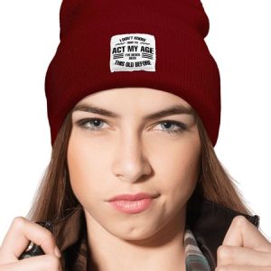 I Don't Know How To Act My Age Funny Letter Beanie Hat, Hats, Lilicloth.com