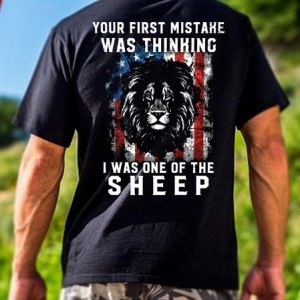 Lion American Flag Print Crew Neck Short Sleeve T-Shirt, T-shirts, Lilicloth.com