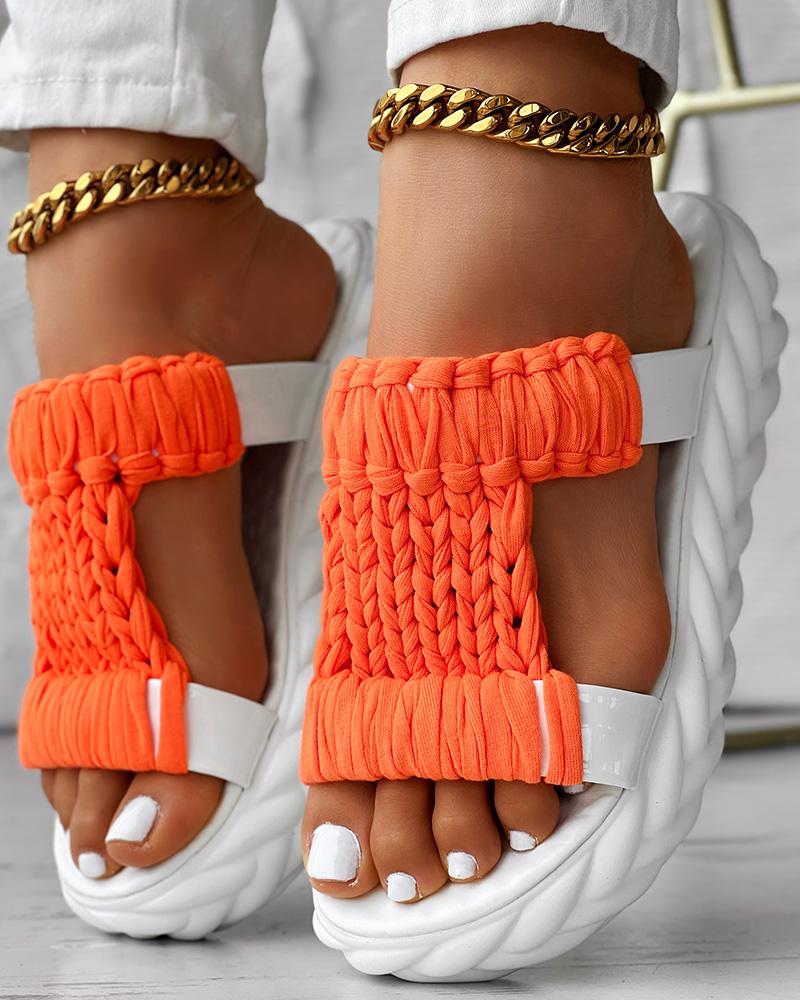 Multi-color Braided Cutout Round Toe Casual Slippers, women Slippers, ChicMe catalog - Image 3