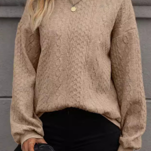 Women's Crew Neck Plain Casual Spring/Fall Long Sleeve Sweatshirt, JustFashionNow Sweatshirts & Hoodies, color:Khaki|size:XXL,