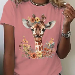 Deer Loose Casual T-Shirt, T-shirts, Lilicloth.com