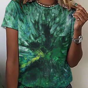 Lilicloth x Kat8lyst Casual Abstract Art Print Crew Neck T-Shirt, T-shirts, Lilicloth.com