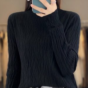 Women Wool/Knitting Plain Long Sleeve Comfy Casual Sweater, Sweaters, color:Black|size:XXL, catalog Noracora shop