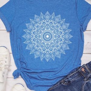 Mandala Cute Spring Casual Short sleeve tops, T-shirts, Lilicloth.com
