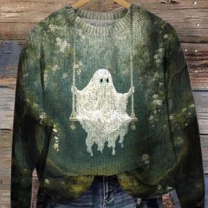 Casual Halloween Loose Crew Neck Sweater, Sweaters, Lilicloth.com