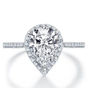 classic engagement rings - Italo Halo Pear Created White Sapphire Engagement Ring, Italo jewelry - Online Catalog