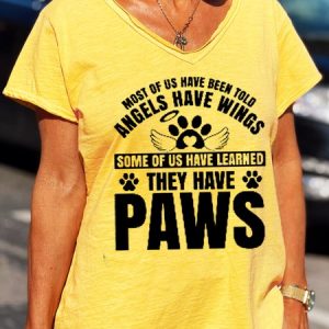 Most Of Us Have Been Told Angels Have Wings V Neck Short Sleeve T-Shirt, T-shirts, Lilicloth.com