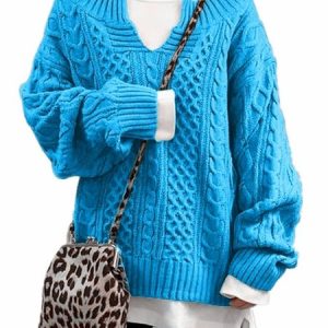 Women Wool/Knitting Plain Long Sleeve Comfy Casual Sweater, Sweaters, color:Sky Blue|size:3XL, catalog Noracora shop