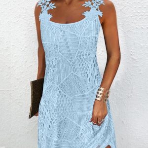 Hollow Out Lace Patch Casual Dress, Casual Dresses, ChicMe catalog