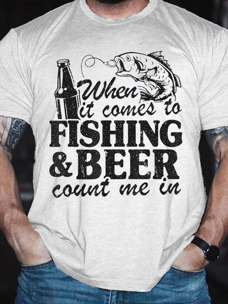 When Comes To Fishing And Beer Count Me In Shirts&Tops, T-shirts, Lilicloth.com