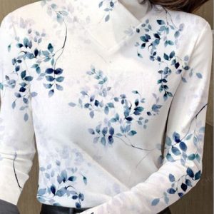 Women's Long Sleeve Blouse Spring/Fall Leaf Daily Going Out Casual Top, JustFashionNow Shirts & Blouses, color:White|size:XXL,