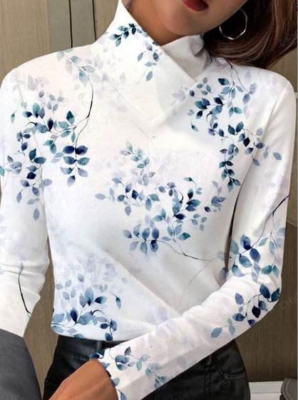 Women's Long Sleeve Blouse Spring/Fall Leaf Daily Going Out Casual Top, JustFashionNow Shirts & Blouses, color:White|size:XXL,