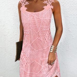 Hollow Out Lace Patch Casual Dress, women Casual Dresses, ChicMe catalog