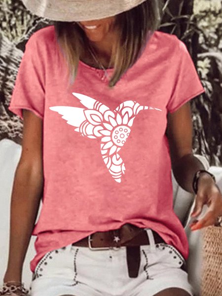 Hummingbird Bird Lover Nature Casual Short Sleeve T-Shirt, T-shirts, Lilicloth.com